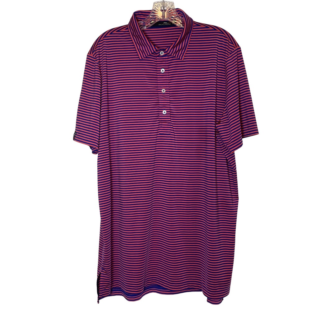 RLX Ralph Lauren Golf Polo Shirt Striped Athletic Training Activewear Size L‎